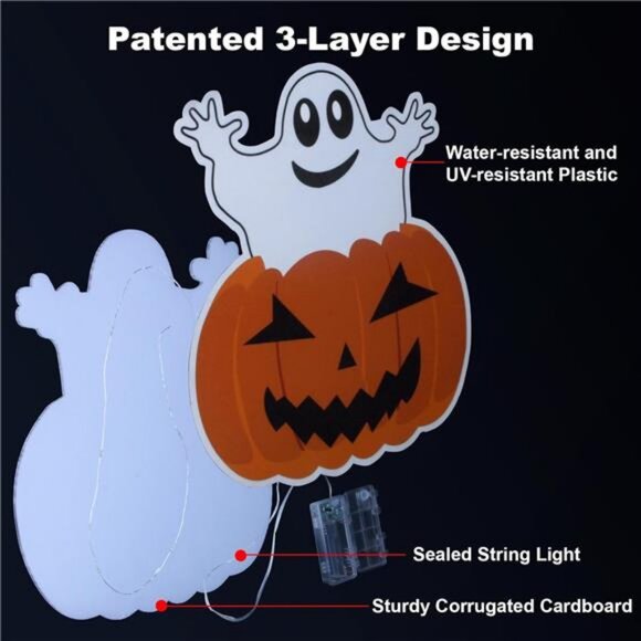 Lighted Yard Signs for Halloween Props Yard Stakes Light Up Pumpkin Ghost Yard - Picture 4 of 7